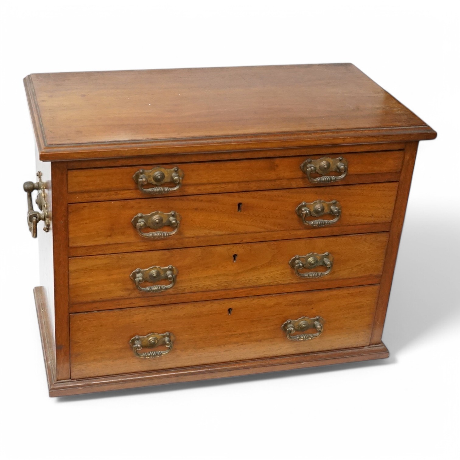A late Victorian walnut collector's chest and contents. Condition - varies